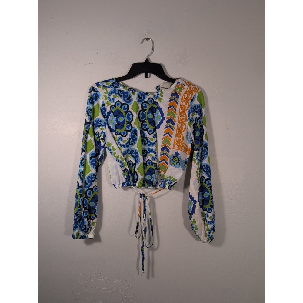 Industry Republic Clothing Crop Top w Tie Waist Bold Paisley‎ Print Small